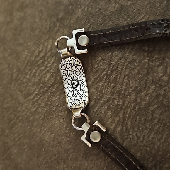 VTG BRIGHTON 1990s Floral Black Leather Belt Bracelet - Picture 8 of 9